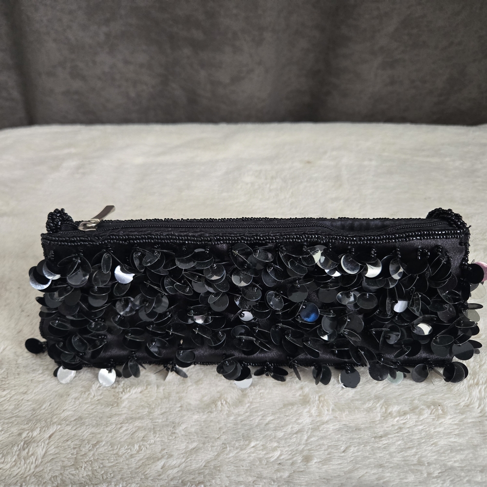 Elegant Black Sequin Clutch